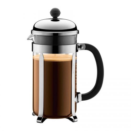 Stainless steel french press coffee brewing
