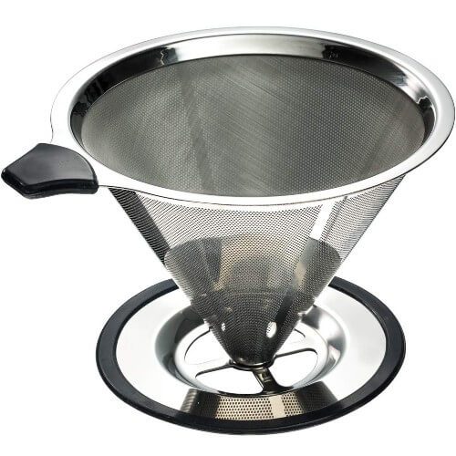 Stainless steel pour over coffee cone dripper with cup stand manual brewing cold brew coffee