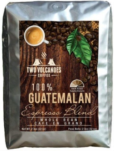 Cappuccino coffee beans two volcanoes