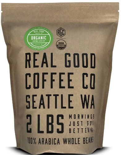 Real Good Coffee Co USDA Certified Organic Dark Roast Whole Bean Coffee