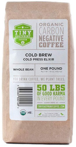 Tiny footprint coffee organic cold brew cold press elixir
