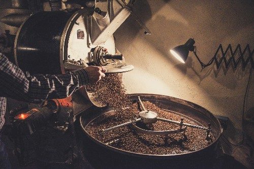 roasting organic coffee beans