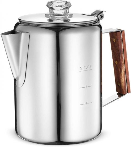 Durable 3 Ply Stainless Steel Enamelware Percolator 8 Cup Brews Coffee Pot