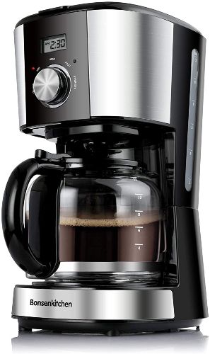 Bonsenkitchen CM8903 12 Cup Programmable Stainless Steel Drip Coffee Maker