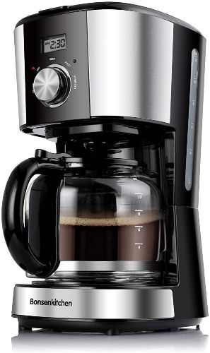 Bonsenkitchen cm8903 12 cup programmable stainless steel drip coffee maker