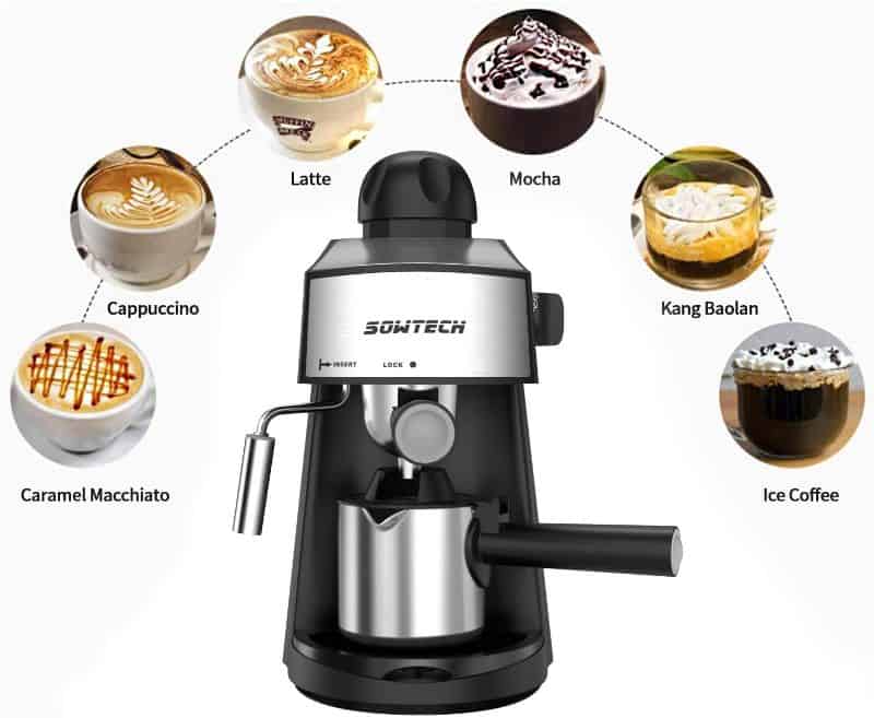 SOWTECH Steam Espresso Machine 3.5 Bar 4 Cup Espresso Maker